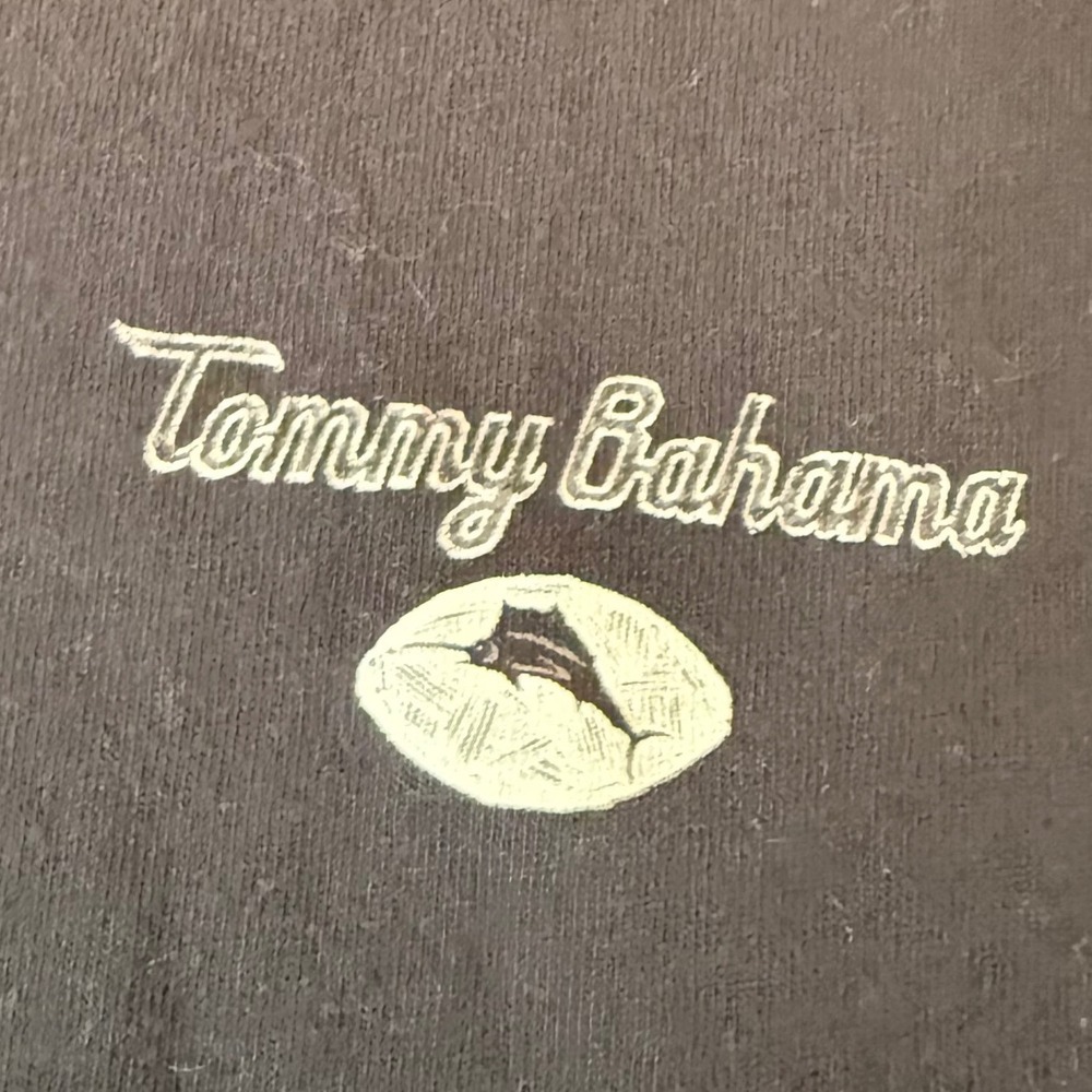Tommy Bahama Long Sleeve Graphic T-Shirt Large Black Cotton Football Weekend Tee - Picture 2 of 8